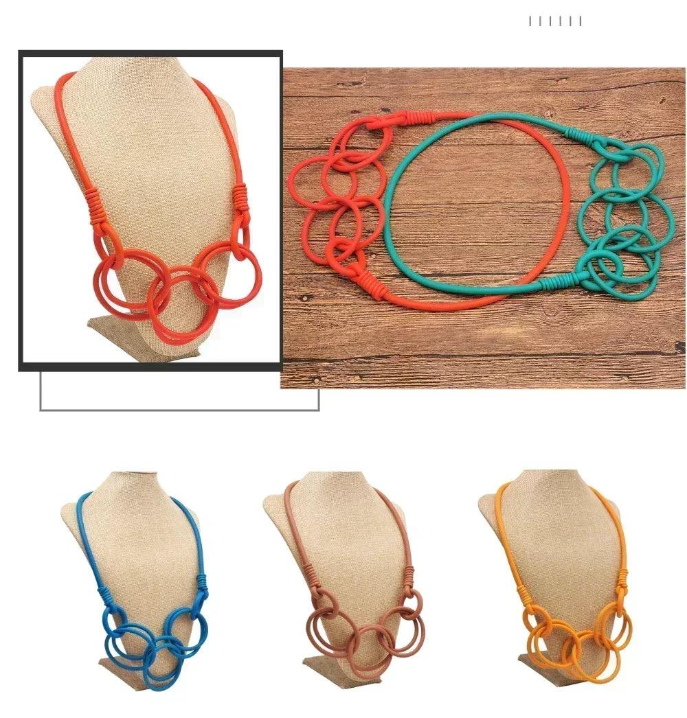 Barwodo new rubber chain necklace for women simple handmade elasticity jewelry sweater chains party accessories luxury