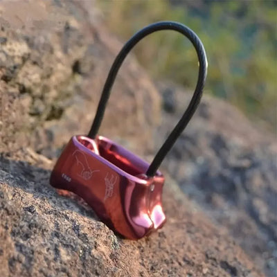 Downhill Be-lay Rappel Device Safety Ring Double Slot Rock Climbing Rappel Hardware Abseiling Climbing Descender Camping Hiking