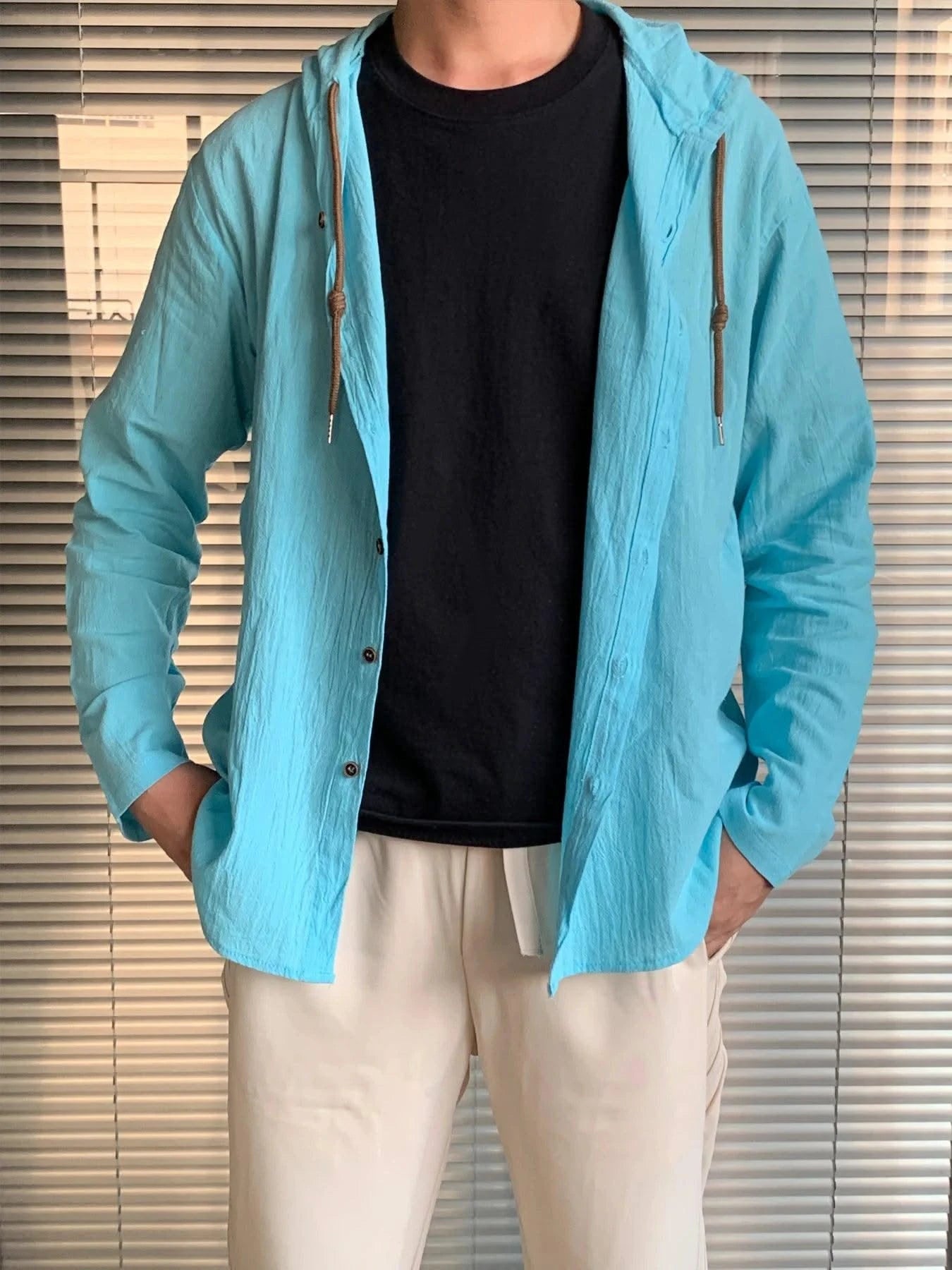 Men's Linen Shirt Solid Streetwear