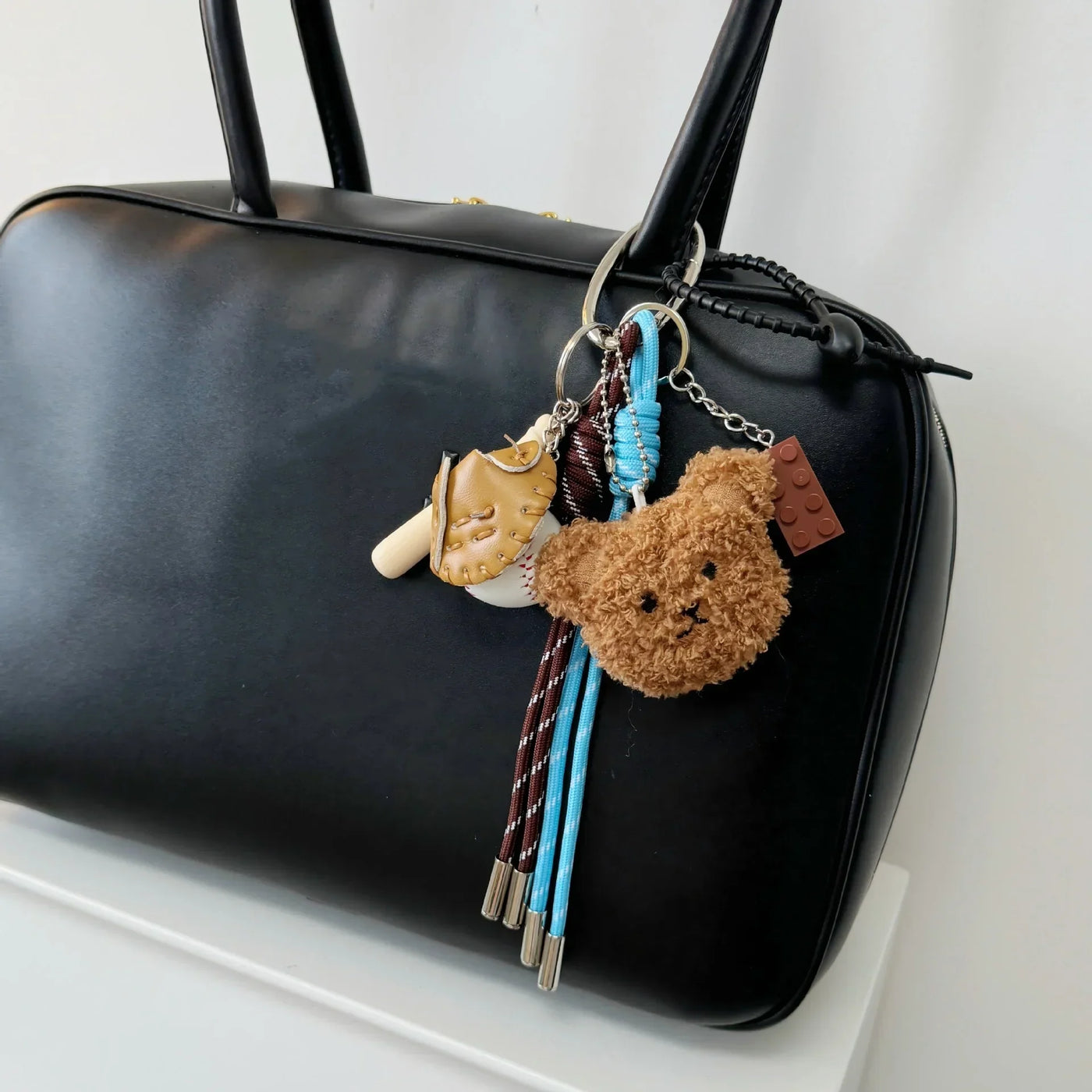 Ins Cute Plush Doll Keychain Bear Rabbit Mobile Phone Pendant Bag Car Autumn/Winter Accessories For Girl Women Gifts Y2k