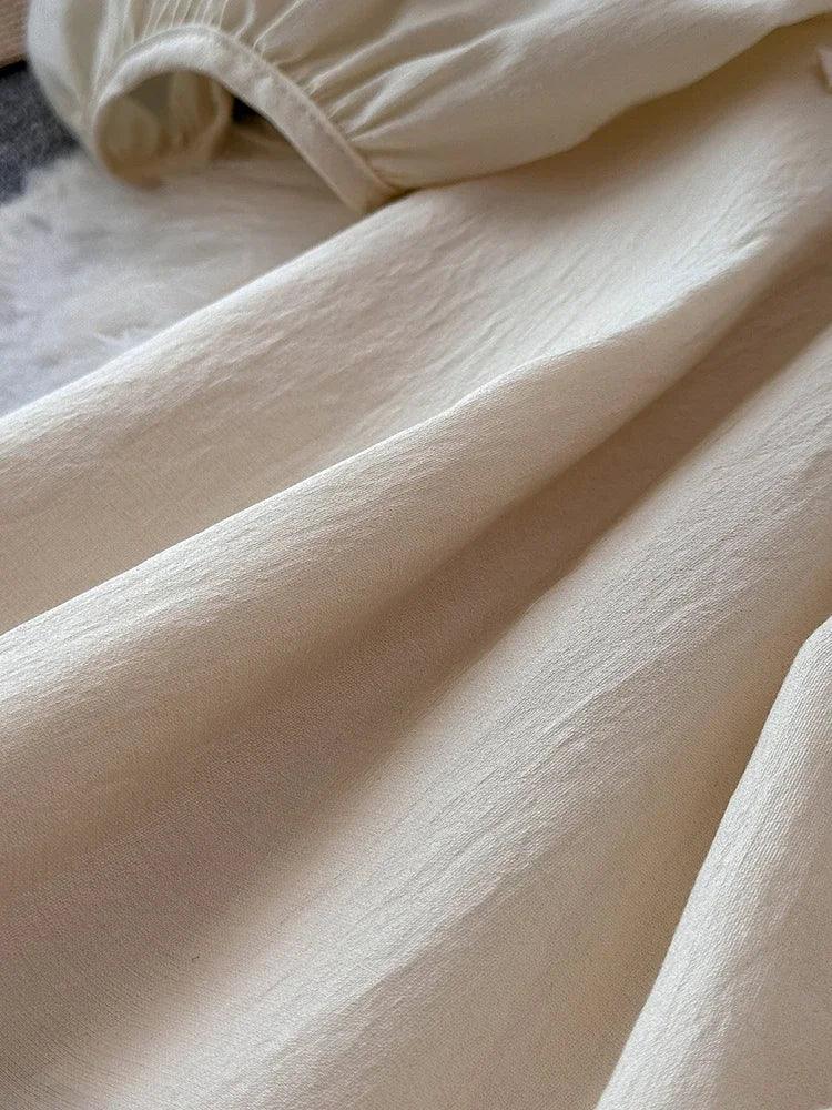 European American Style Women's New Cotton Linen 2024 Fashionable Lace Up Waist Slimming Patchwork Embroidered Short Dress A132