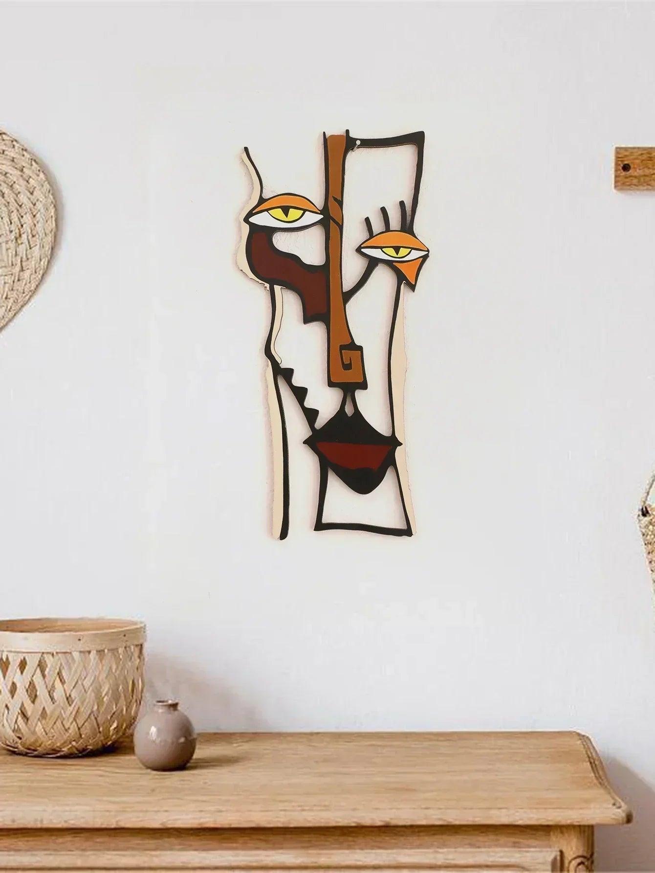 Abstract face wall hanging wooden decor home and office decorative for living room bedroom hallway crafts gift