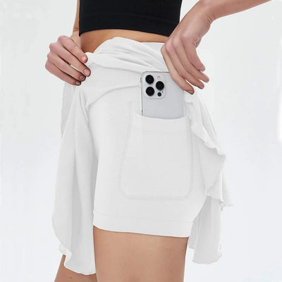 Women's sports high waisted short skirt breathable waistband safety pants and pocket tennis yoga golf mini tennis skirt