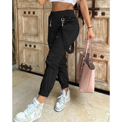 Women's Cargo Pants Autumn Cuff Suspenders Streetwear