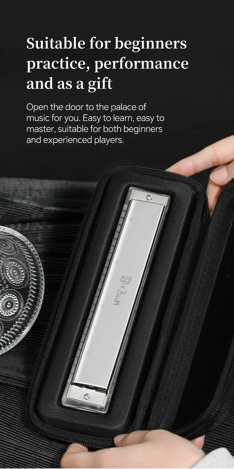 JDR Polyphonic Harmonica 24 Holes Professional Tremolo Mouth Organ T2406S Harmonica For Adults, Professionals and Students