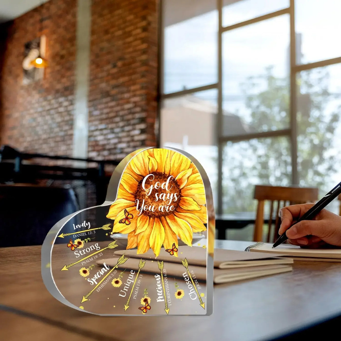 Religious Gifts for Women Christian, Inspirational Gifts with Bible Verse Plaque, Sunflower Christian Home Desk Decor Ornaments