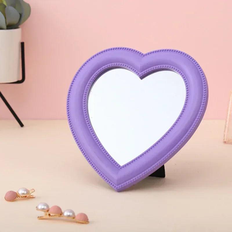 Heart mirror cosmetic decorative girl student dormitory home decor living room decoration wall