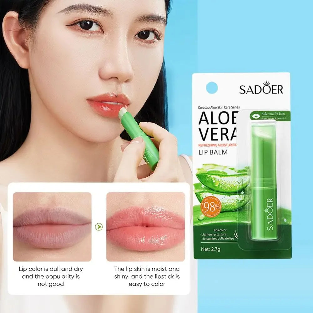 Refreshing hydrating repair lipstick Aloe Vera Vitamin essence Double Protection Moisturizing Water Lip Balm beauty skincare