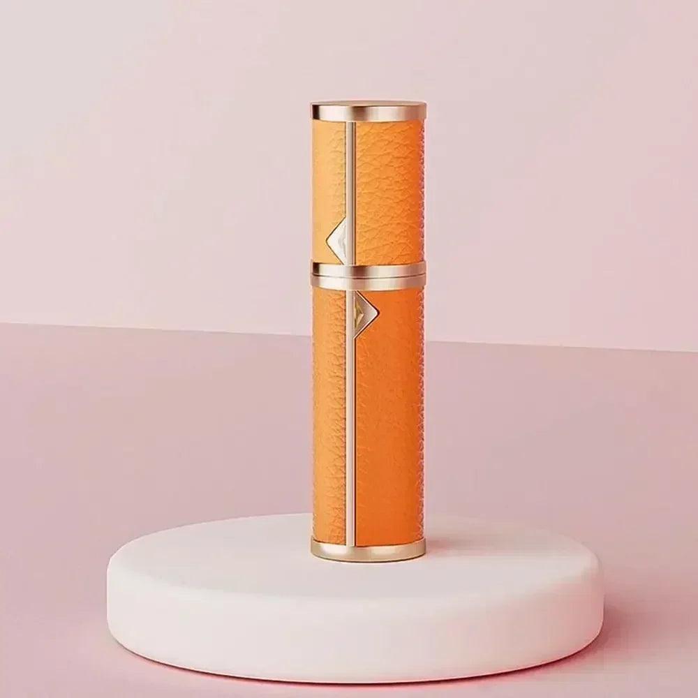 Luxury bottom-filled perfume bottle aluminum self-pumping 5ml real leather spray cologne moisturizer fragrance