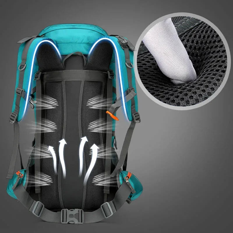 Hiking Backpack Camping Bag Mountain Climbing with Waterproof Rain Cover Daypack for Men Women Outdoor Travel Rucksack Fishing
