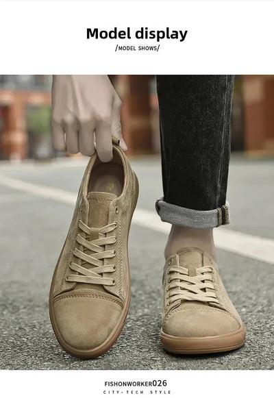 Summer New Fashion Casual Leather Shoes Lace-up Comfortable Men's Oxford Shoes Outdoor Soft Dress Shoes Non-slip Sports Shoes