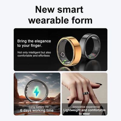 R02 Smart Ring Military Grade Titanium IP68 & 3ATM Waterproof Sleep Heart Rate Health Monitoring Multi-sport Modes Tracker Ring