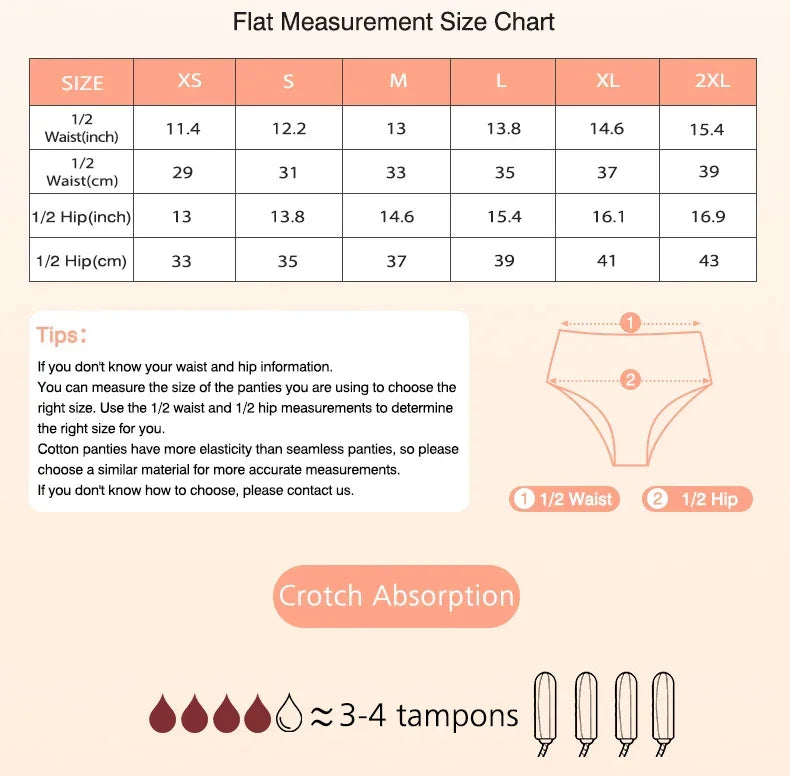 Menstrual Panties Women High Waist Seamless Menstrual Briefs Leak Proof Period Panties Heavy Flow Absorbent Period Underwear