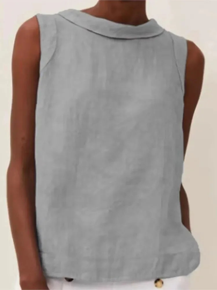Solid Linen Women's Office Tops