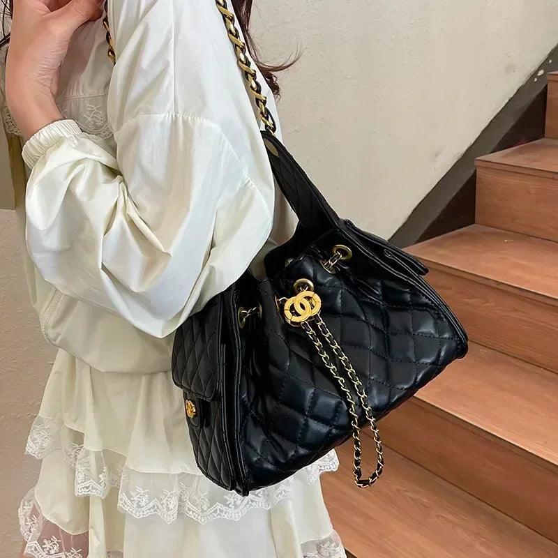 Famous designer inspired elegant tote bag: women’s spacious leather handbag with shoulder straps luxury ladies