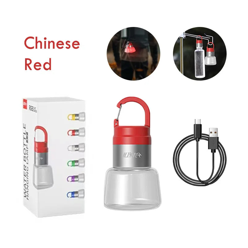 LED Bottle Light Camping Lantern with Flowing Light USB Portable Handheld Hanging Bottle Lamp Outdoor Multi Use