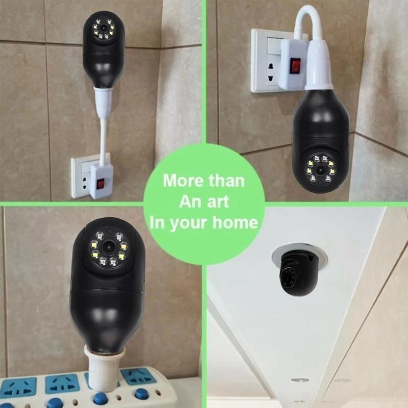 ABYN-IP Camera E27 Bulb 1080P Wireless Full Color Night Vision Auto Human Tracking Video Security Surveillance PTZ Cameras