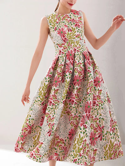 DEVCHATA Summer Elegant Jacquard Women Long Maxi Luxury Dress Floral Fashion Party Robe Femme Vintage Vestido Evening Clothing