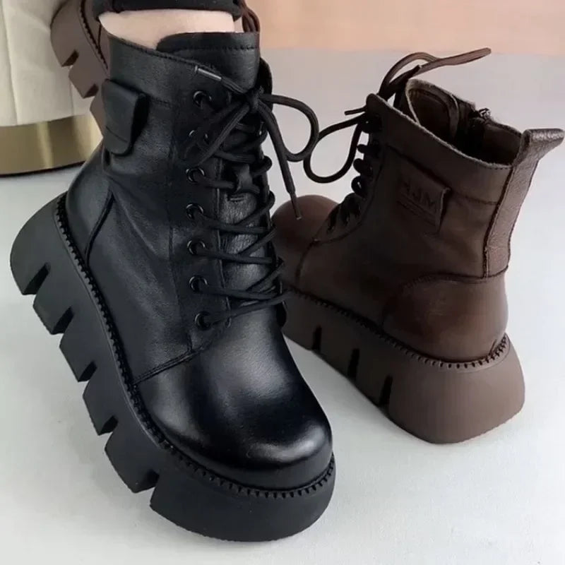 Snow Boots Womens Shoes 2025 New Boots Warm Wool Platform Shoes Thickened Cotton Shoes Cold Winter Round Toe Platform Boots