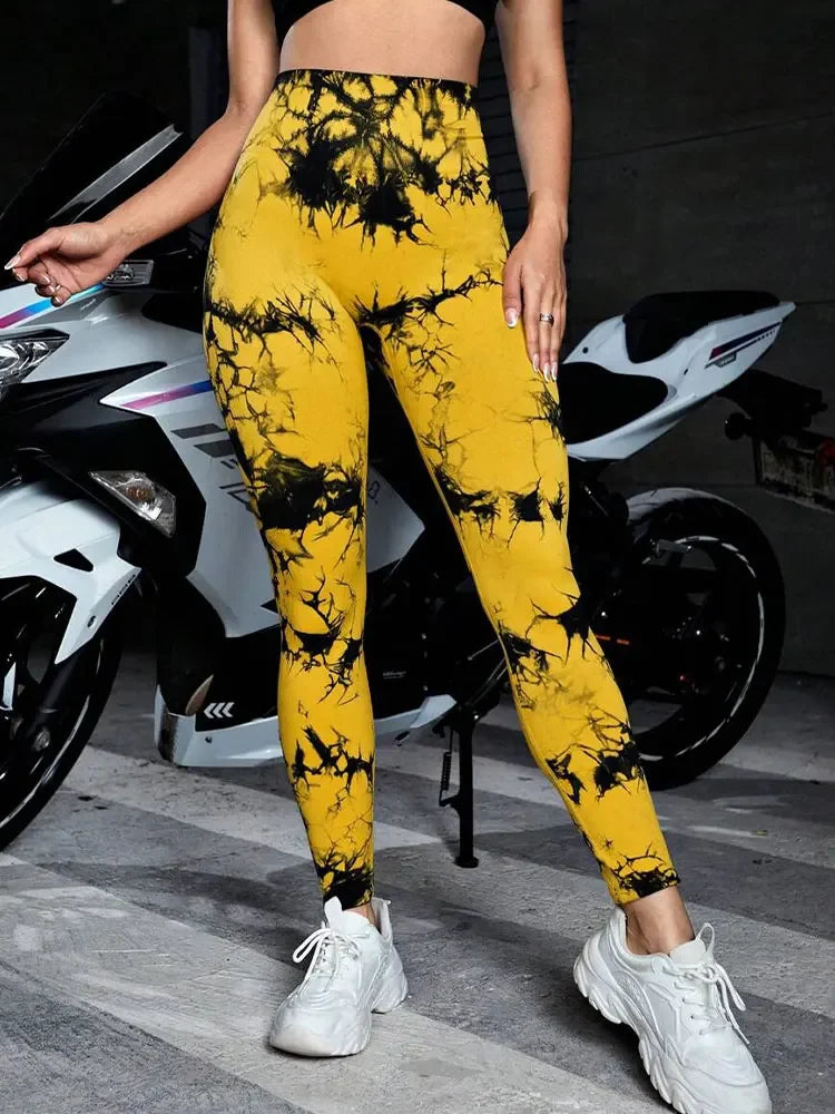 Tie Dye Leggings High Elastic Seamless  For Women