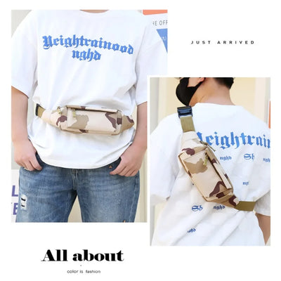 Banana Bag Waterproof Waist Pouch Oxford Cloth Wear Resistant Waist Bags Portable Large Capacity Shoulder Belt Bags Running