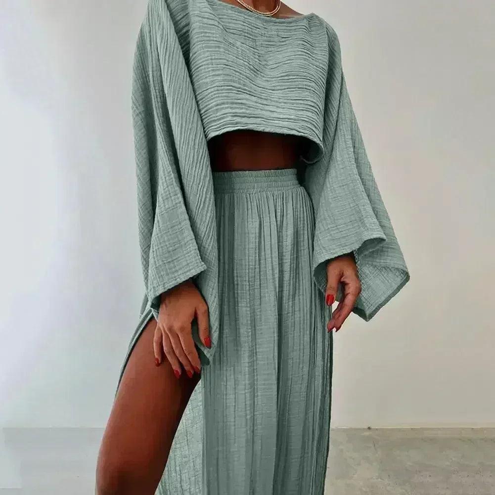 2 pcs/set women crop top ski rt set