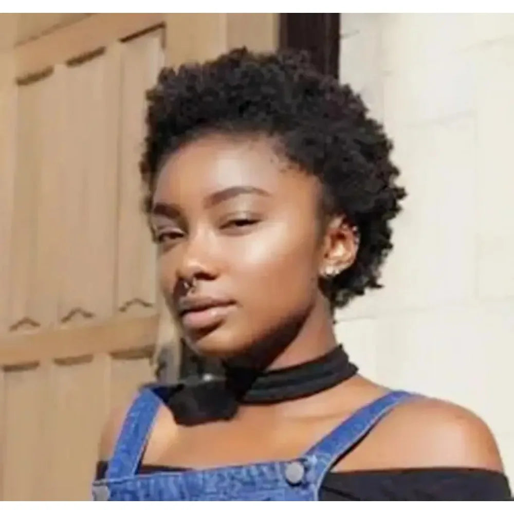 Human Hair Wigs Short Wig Machine Made Women Afro Kinky Curly Pixie Cut Wigs Black