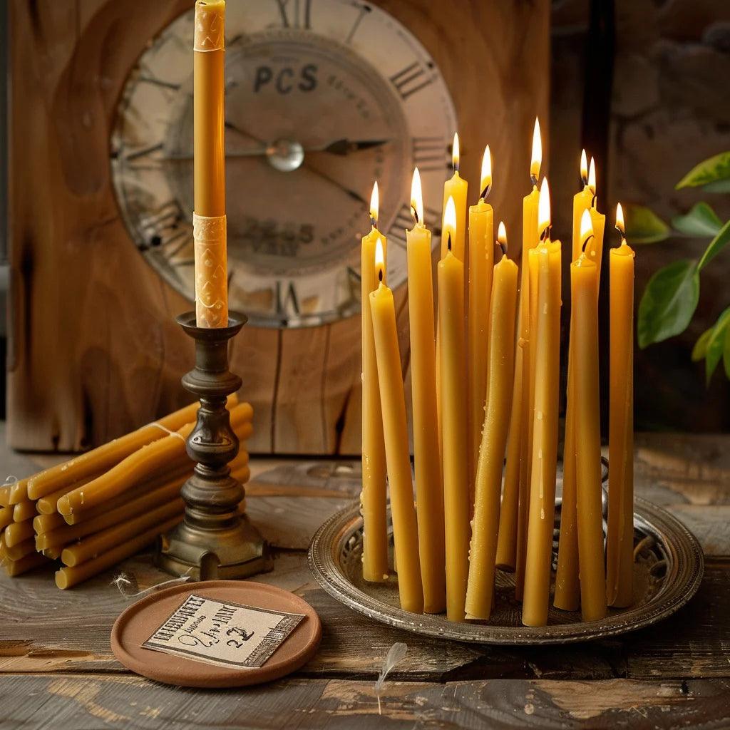 25pcs/1pack hanukkah candle natural beeswax chanukah candles thin taper honey for ritual birthday unscented