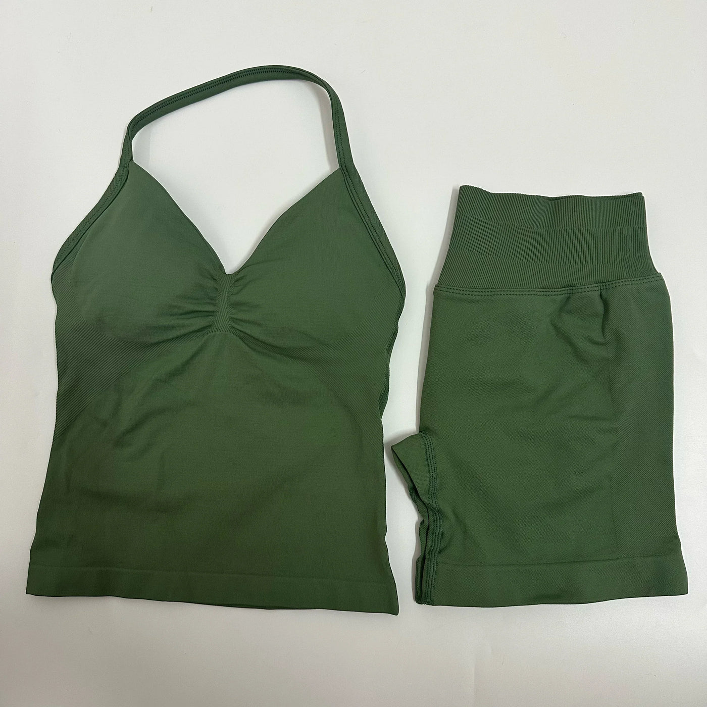 Women Yoga Set Seamless Yoga Longline Strappy Tank Top