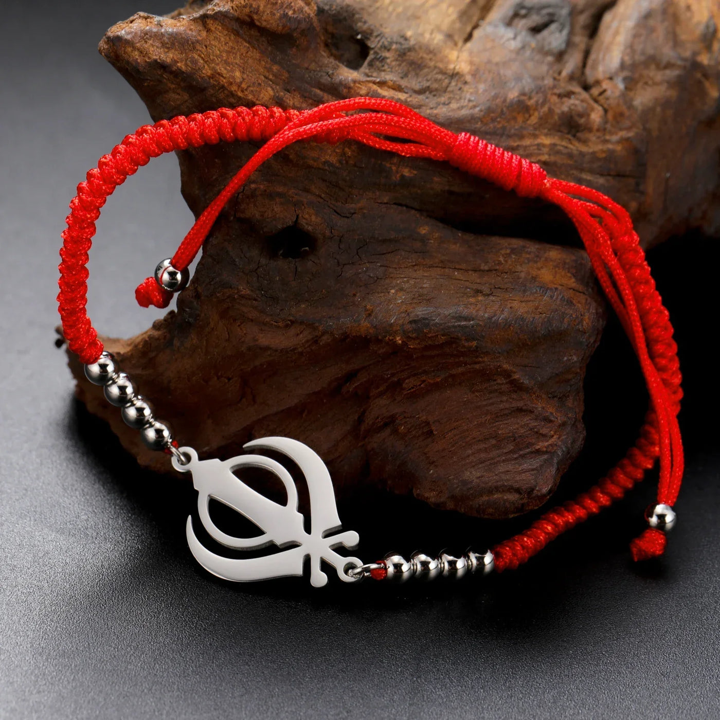 Lucktune Khanda Sikh Faith Bracelet for Women Men Stainless Steel Vintage Indian Sword Lucky Bracelet Spiritual Jewelry Gift