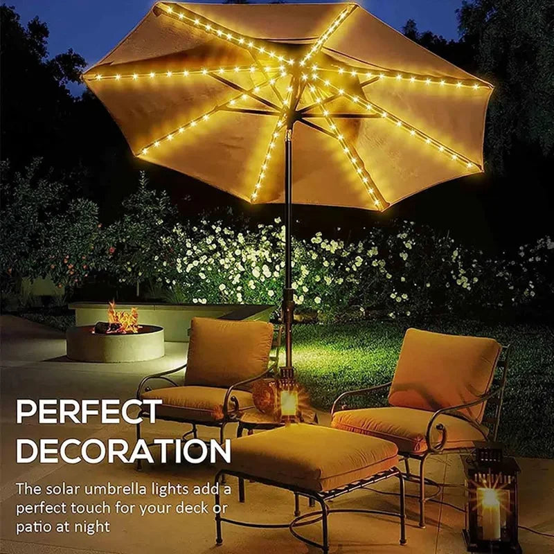 Promotion! Solar Umbrella Lights With Remote Control, Solar Powered Patio LED Umbrella Lamp With Clip For Garden, 8 Modes 104 LE