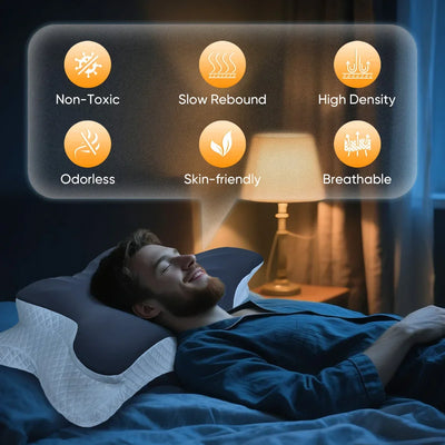 Cervical Pillow for Neck Support Ergonomic Pain Relief Pillow Cozy Sleeping Contour Bed Pillow for Side Back Stomach Sleeper