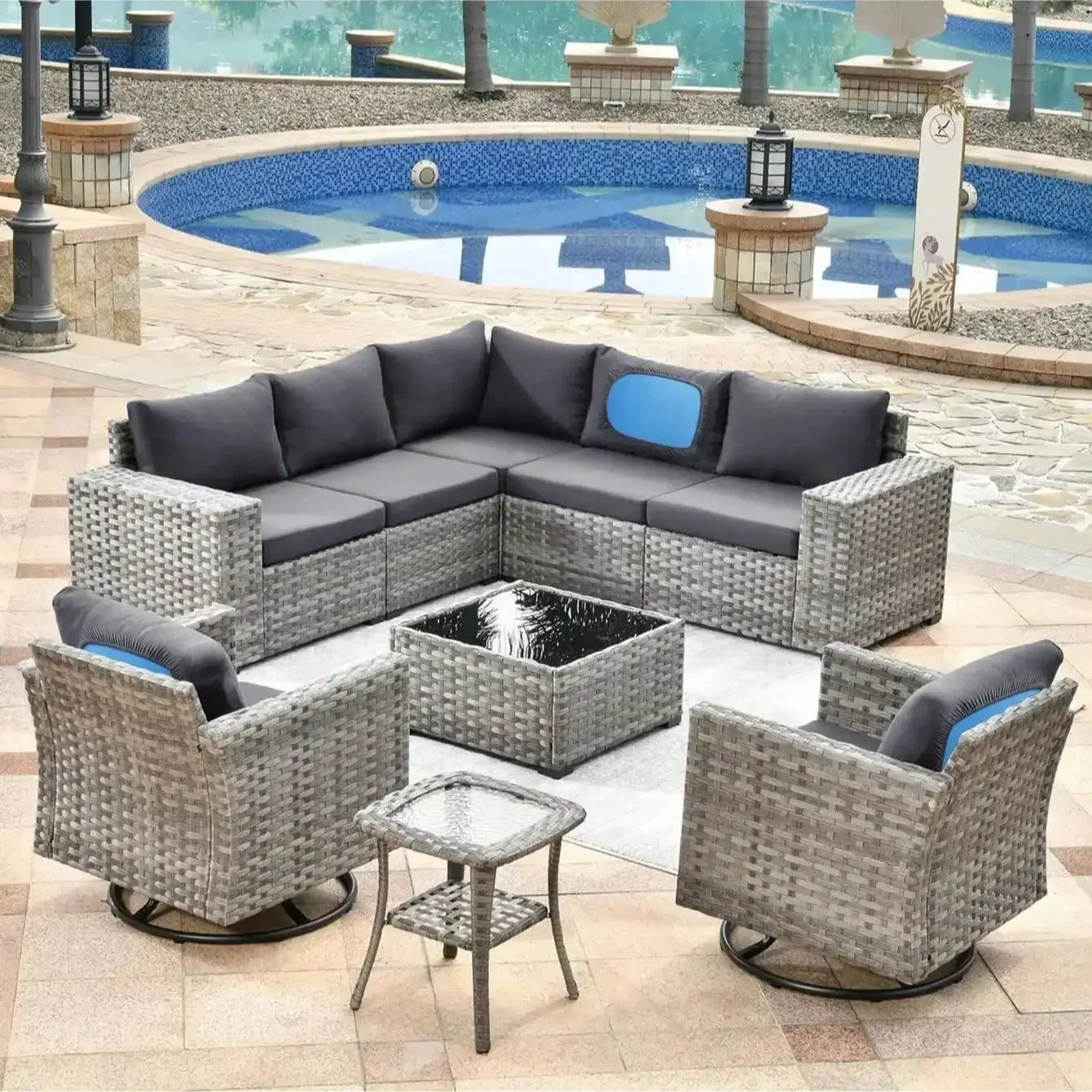 Outdoor Tropical Print Sofa Cushion Covers - Non-Slip Furniture Protectors, Replacement for Individual Seat Cushions