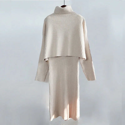 Knitted Dress Korean Version 2025 Autumn and Winter New Small Dress, Socialite Set, Winter Sweater Dress Two-piece Set for Women