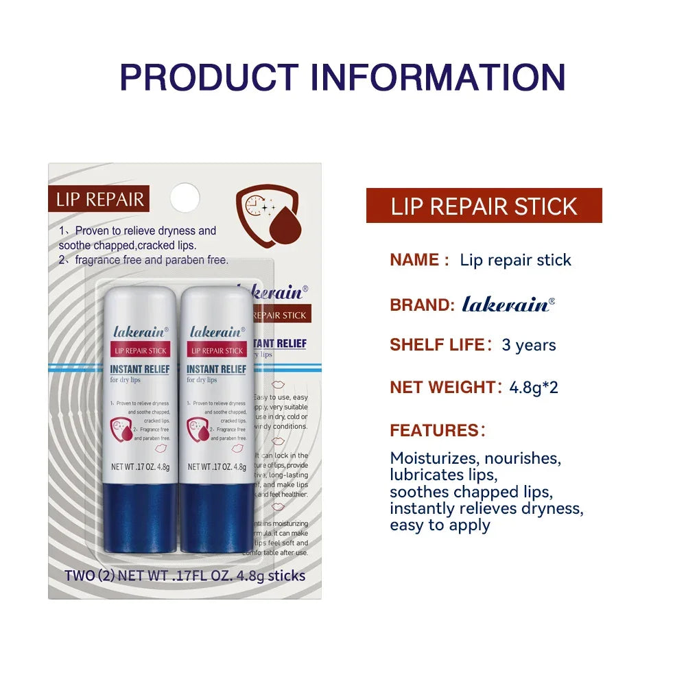Lakerain Lip Repair Stick 2 Packs Quick Relief Of Dry Moisturizing And Smoothing lip Lines Lip Balm Soothes Chapping Lipstick