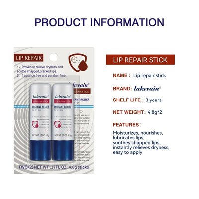 Lakerain Lip Repair Stick 2 Packs Quick Relief Of Dry Moisturizing And Smoothing lip Lines Lip Balm Soothes Chapping Lipstick