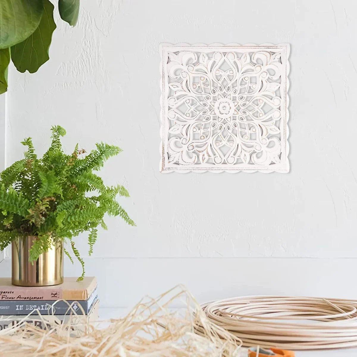 Hollow carved wooden wall decor floral panel hanging ornaments old decorative background