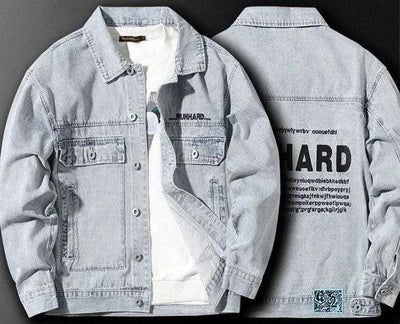 Jeans Coat for Men Letter Denim Jackets Man with Embroidery Light Designer Large Size Winter Oversize New in Korea Aesthetic L G