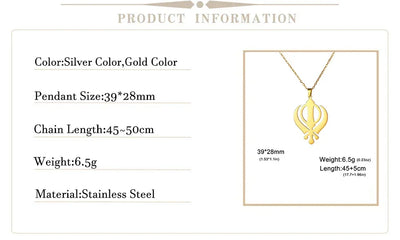 EUEAVAN Classic Sikhism Symbol Necklace for Women Men Stainless Steel Sikh Khanda Necklaces Religious Protection Amulet Jewelry