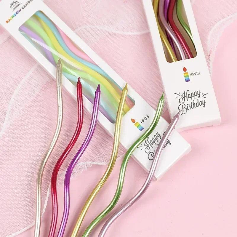Birthday cake candles smoke-free curved curly coil long for wedding party supplies