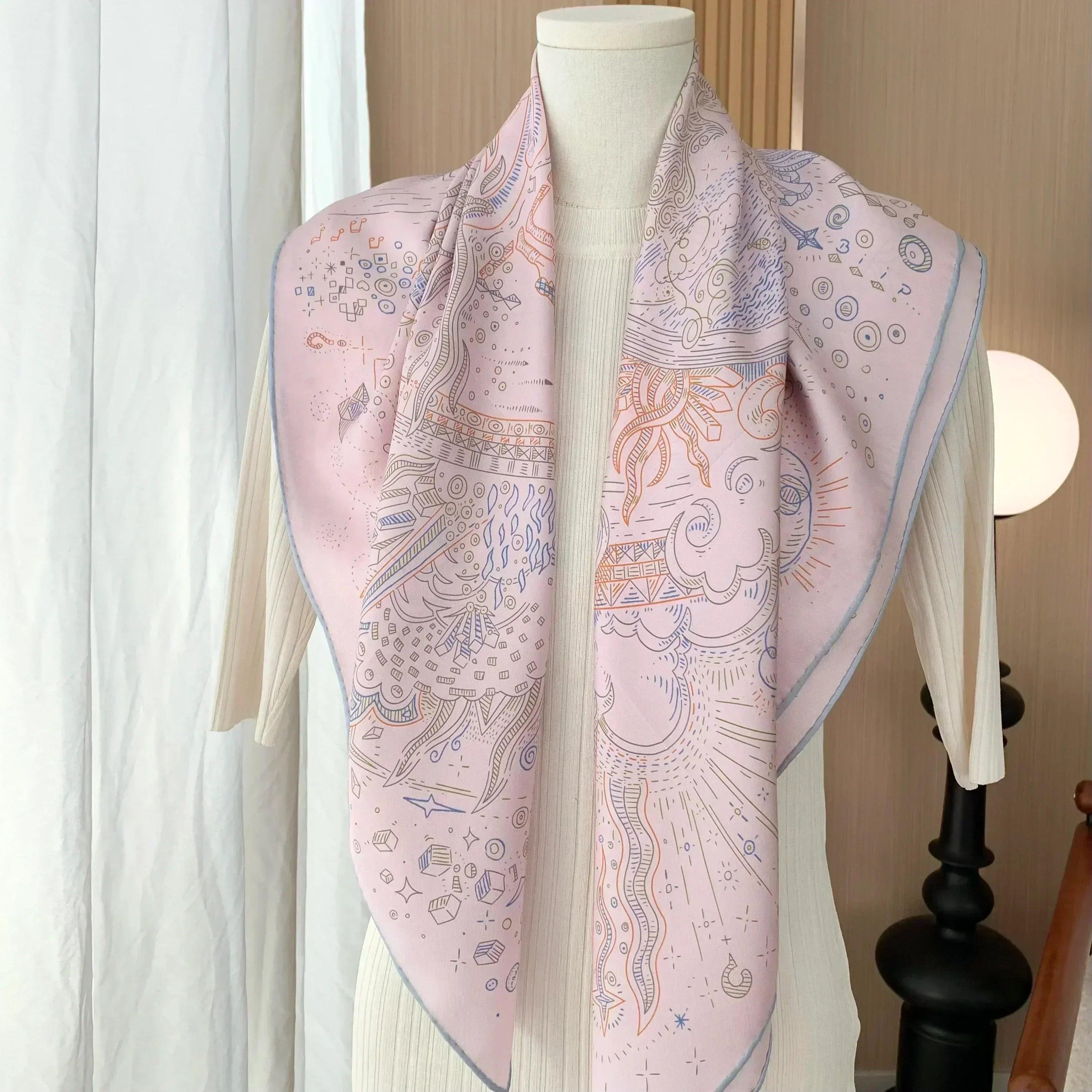 100% real silk scarf shawl large head scarves hijab for hair wrapping 90cm