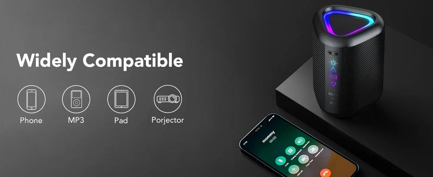 Bluetooth Speaker, 2025 Portable Wireless Speakers with Led Light, Bluetooth 5.4, 24H Playtime, Enhanced Bass, IPX7 Waterproof