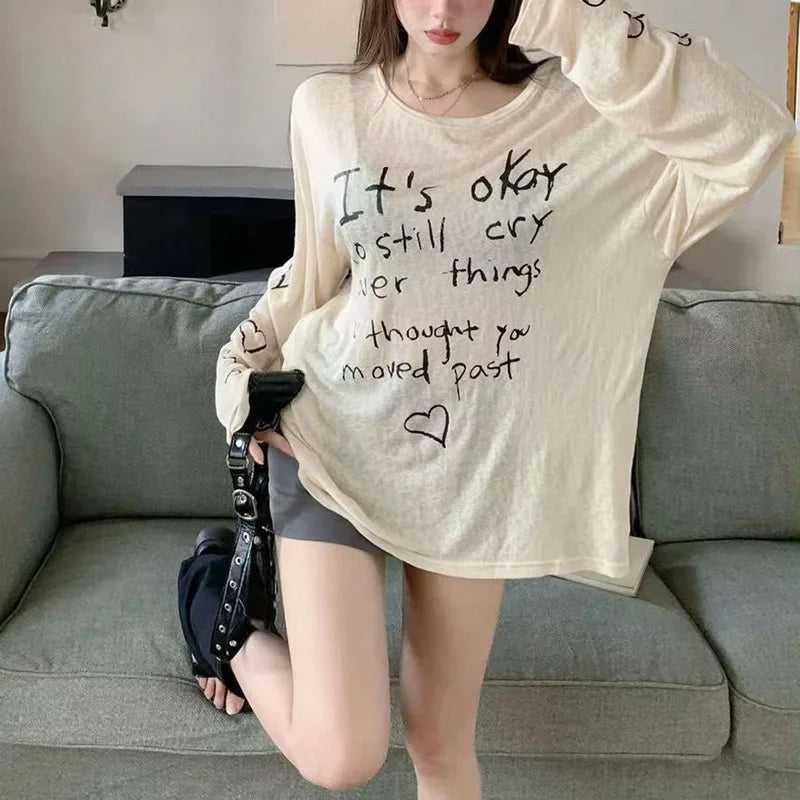 Women T-shirts Retro Letter Printed