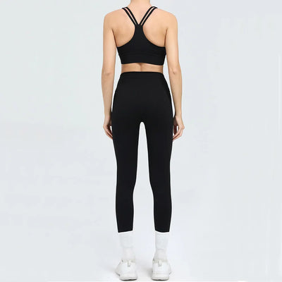 Yoga Set 2PCS Women Tracksuit Workout Outfit Sportswear Gym Clothing High Waist Leggings Fitness Bra Sports Suits Athletic Wear