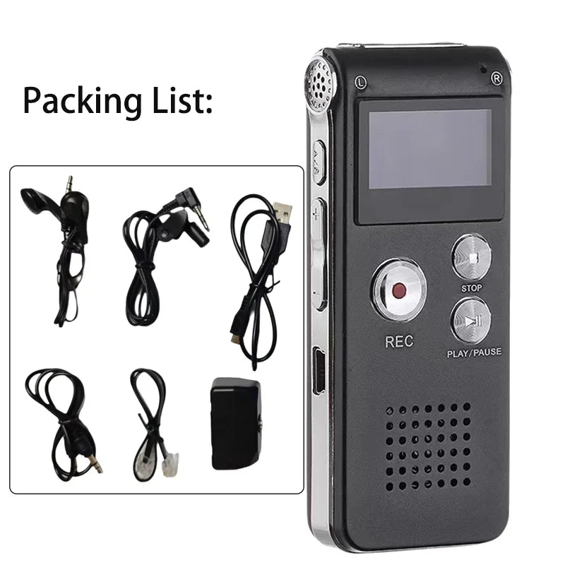Digital Voice Activated Recorder with Playback 8GB MP3 Player Sound Audio Recorder Professional Mini USB Flash Drive Recording