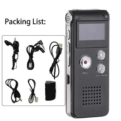 Digital Voice Activated Recorder with Playback 8GB MP3 Player Sound Audio Recorder Professional Mini USB Flash Drive Recording