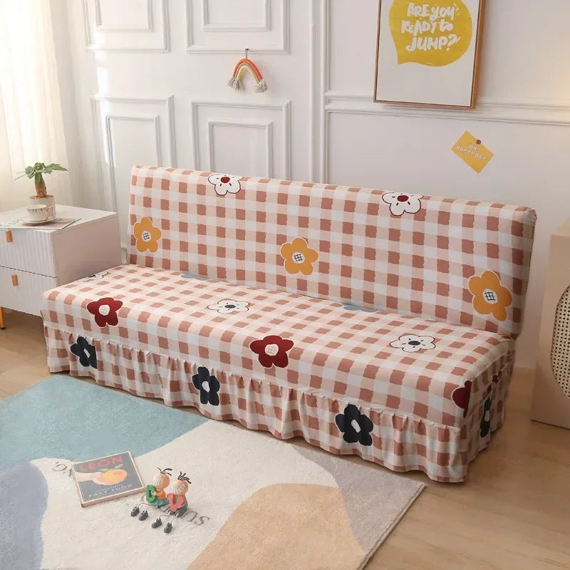 1/2/3Seater Sofa Bed Cover with Elastic Printing Seat Cover Armless Sofa Bed Cover Sofa Covers for Living Room Home Decor