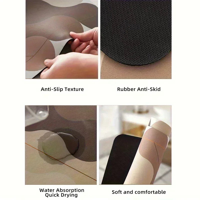 Autumn Thanksgiving Day  Dish Drying Mat Soft Rubber Non-Slip Absorbent Stain-Resistant for Kitchen Coffee Bar Countertops