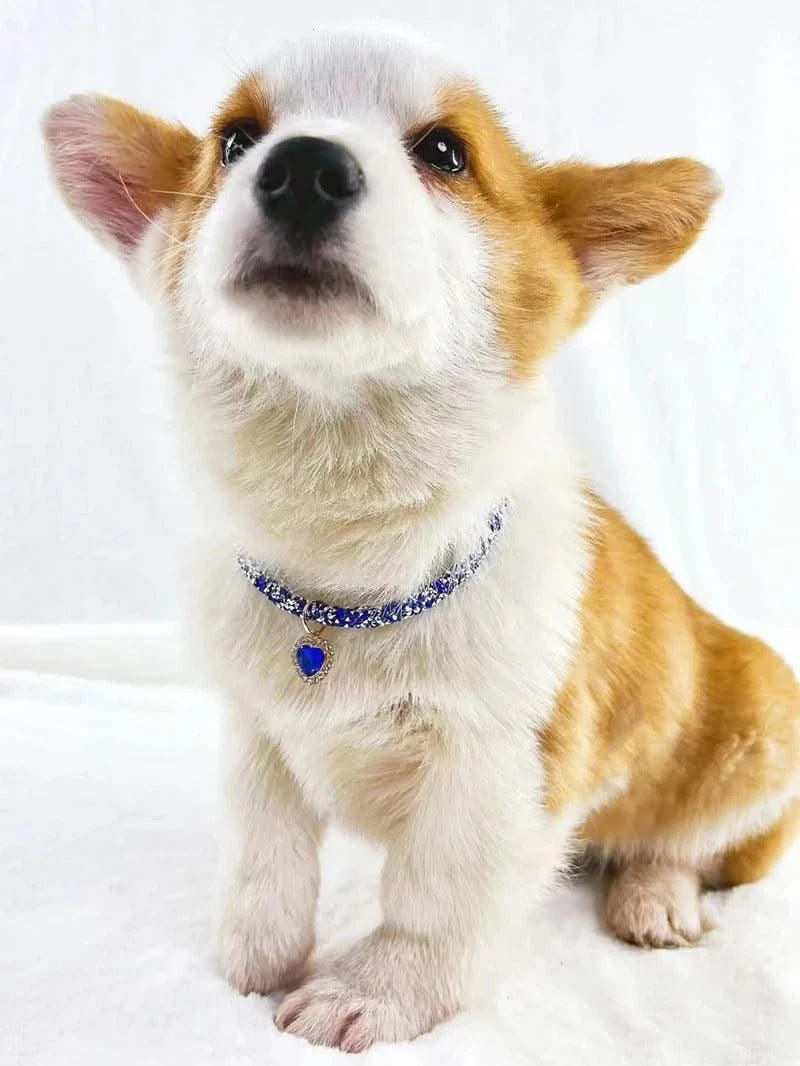 Adjustable Pet Necklace Cat Dog Collar with Diamond Zircon Heart Pendant Jewelry Luxury Metal Puppy Collars Dog Accessories