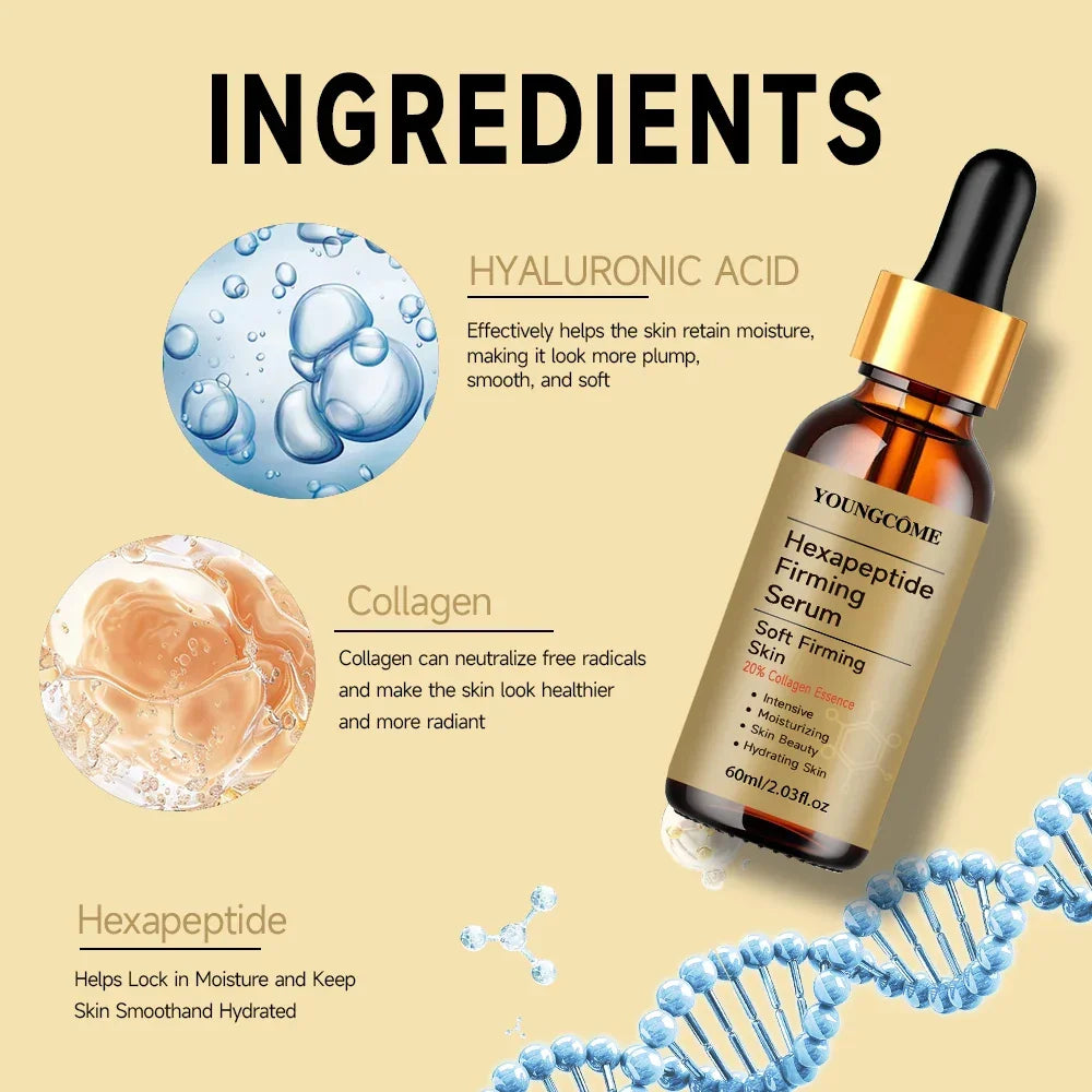 Facial Hexapeptide Anti-Wrinkle Liquid Moisturizing Firming Essence Bright Skin Dark Spot Corrector Face Whitening Serum 2025